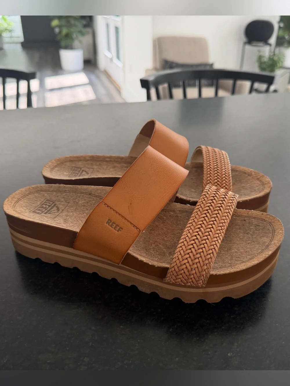 Reef Cushion Vista Hi leather Platform Slide Sandal